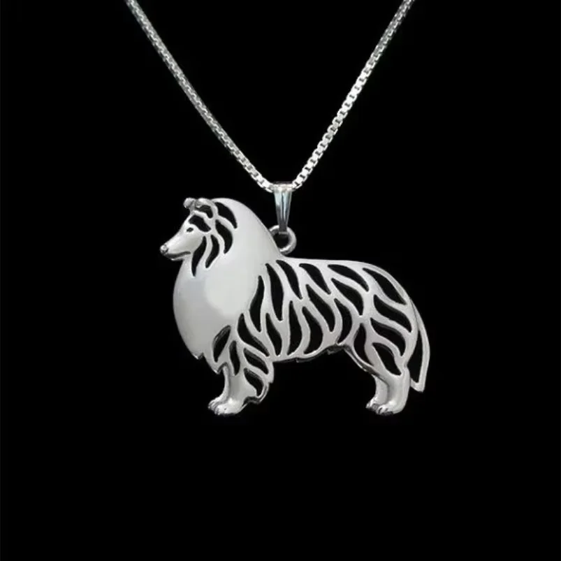 Lovely Standing Rough Collie Pendant Necklace