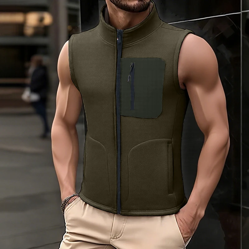 

2025 Men Vest Autumn Winter Jacket Casual Pocket Warm Sleeveless Jackets Fashion Male Vest Tough Gun Chest Pocket Outdoor Coat