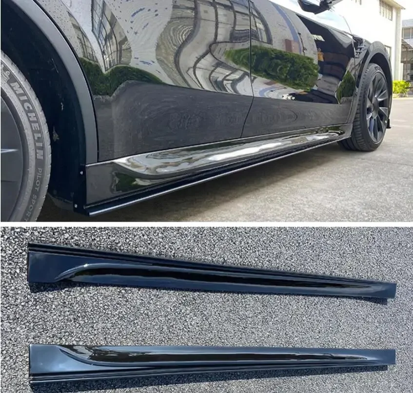 ABS PAINT Body Skirts For For Tesla MODEL Y 2021 2022 2023 Side Extension Body Skirts Kit lip Cover