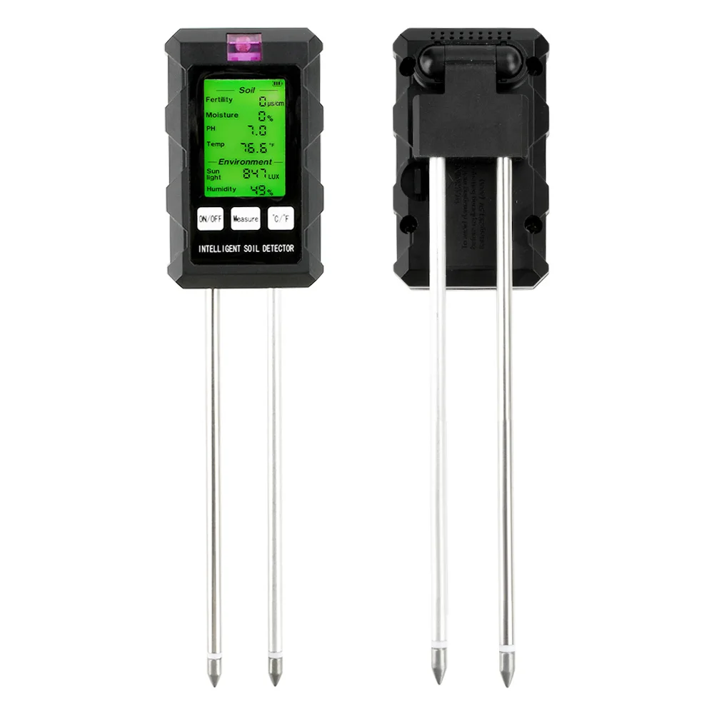 6 in 1 Bodem PH Meter Zonlicht Omgevingsvochtigheid Temp Bodemvocht Tester Voedingsstof Vruchtbaarheid Detector Tuin Soli Analyzer - afbeelding 2