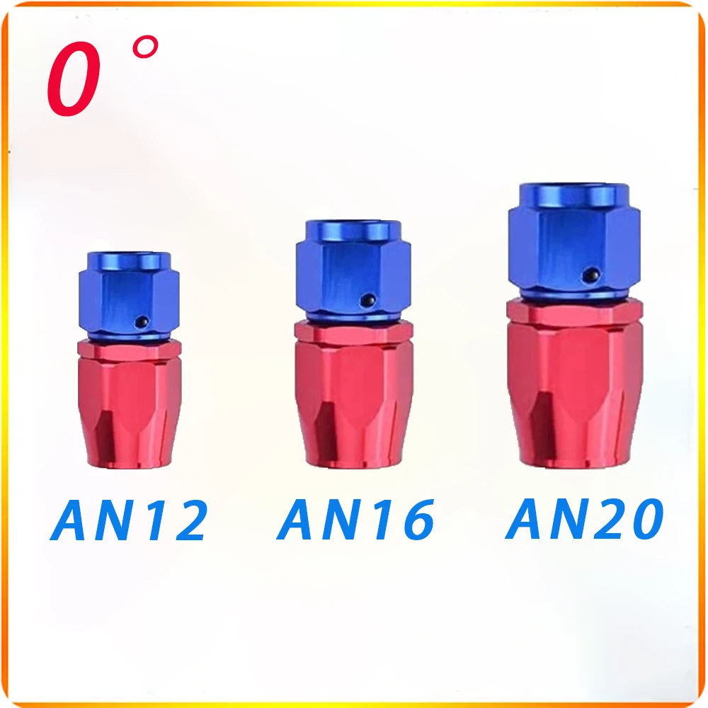 Universal AN12/AN16/AN20 Straight 0°/45°/90°/180° Degree Oil Fuel Swivel Hose End Fitting CPE Oil Hose End Adaptor Kit Red Blue