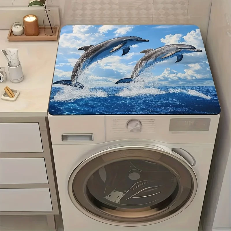 

Коврик для стиральной машины и сушилки с изображением дельфина, 1 шт., для декора ванной и кухни, украшение с дельфинами