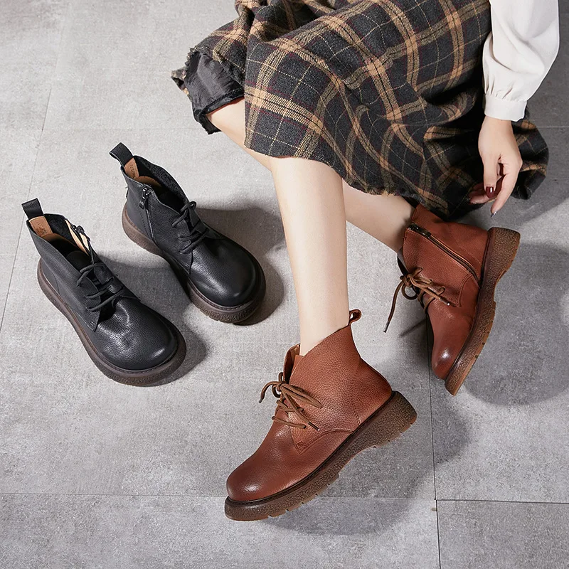 

Женские ботильоны из натуральной кожи, на платформе