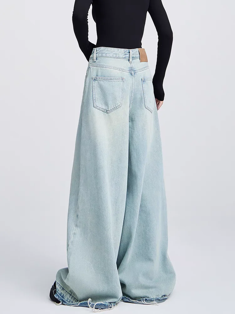 Women's Light Blue Jeans Harajuku Y2k 90s Aesthetic Baggy Denim Trousers Japanese 2000s Style Jean Pants Vintage Trashy Clothes