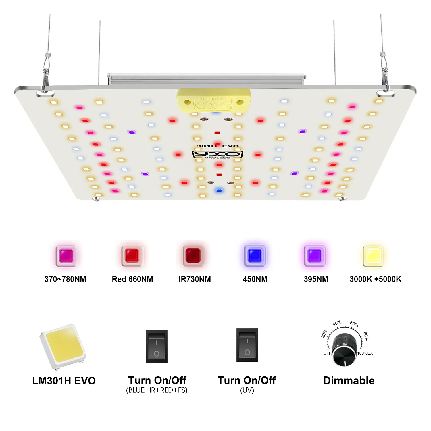 LM301h EVO 85W Dimmable Plant Grow Light Promotes plant growth and flowering Superior heat dissipation