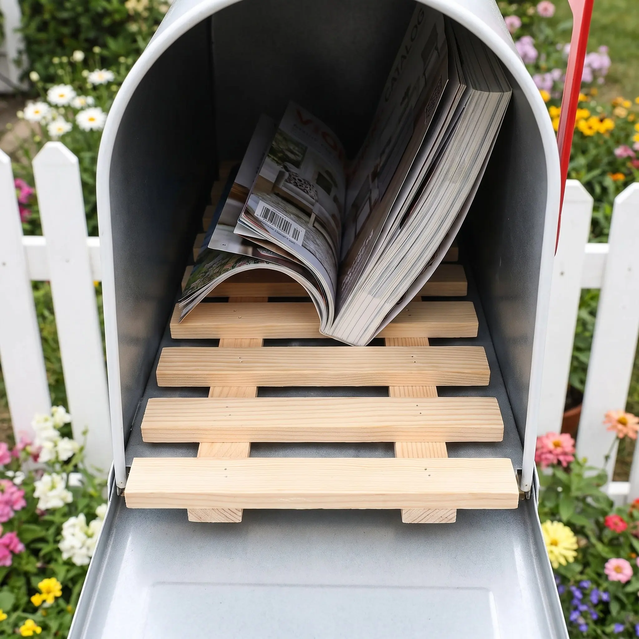 Wooden Mailbox Grate Insert Waterproof Drainage Base Tray 13.78x7 Non-Slip Elevated Rack Mail Protection Mailbox