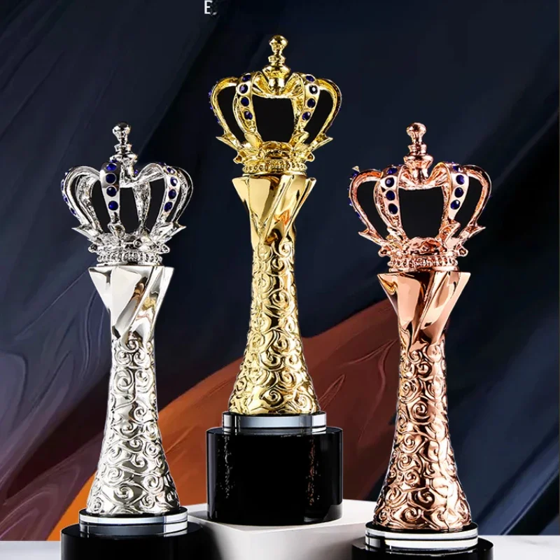 new metal crystal trophy customization company creative crown championship competition trophy lettering staff award trophy