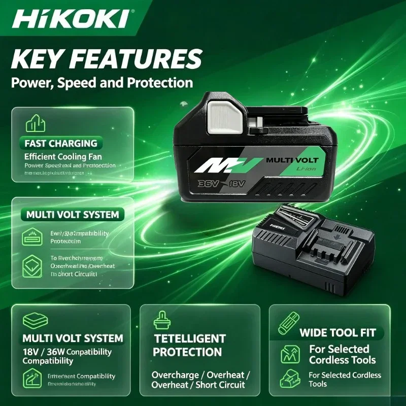 HiKOKI BSL36B18 18V 36V 6.0Ah Genuine Multi Volt Lithium Battery Multi-Layer Safety Guard,For Workshop Farm Outdoor Working Jobs