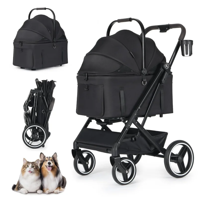 

2026 New：X3 2 in 1 Pet Stroller Medium or Two Small Dogs & Cats 4 Wheels Lightweight Foldable Dog Stroller with Wate