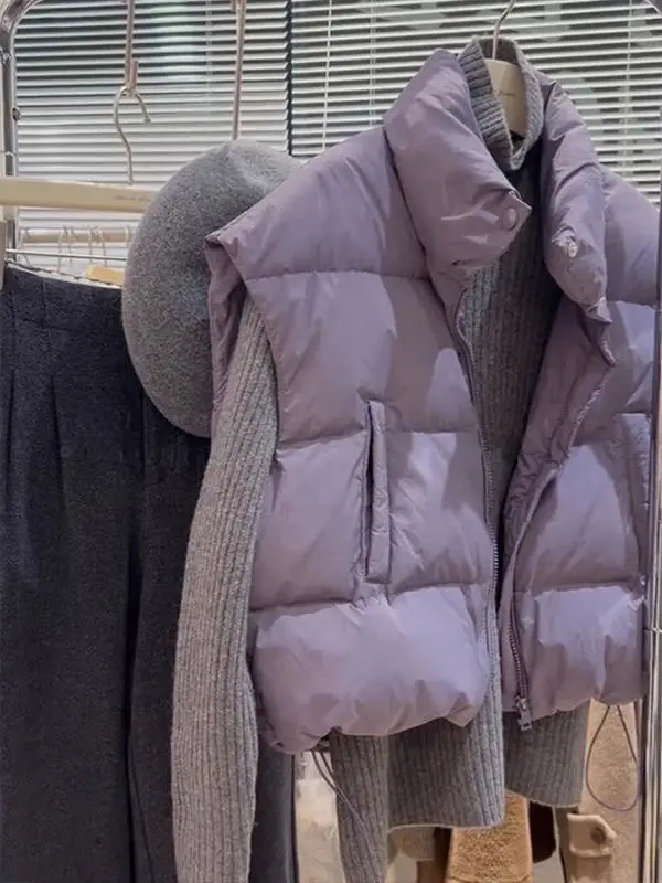 

Loose Warm Cotton Vest Jacket Inner Simple Knitted Shirt Top Single Set Korean Style Women's Fashion Winter Outfit