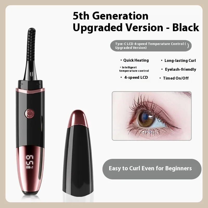 

Heated Eyelash Curler, Fast Heat up Within 10s, 24 Hours Long Lasting, Rechargeable Electric Eyelash Curler, Temperature Control