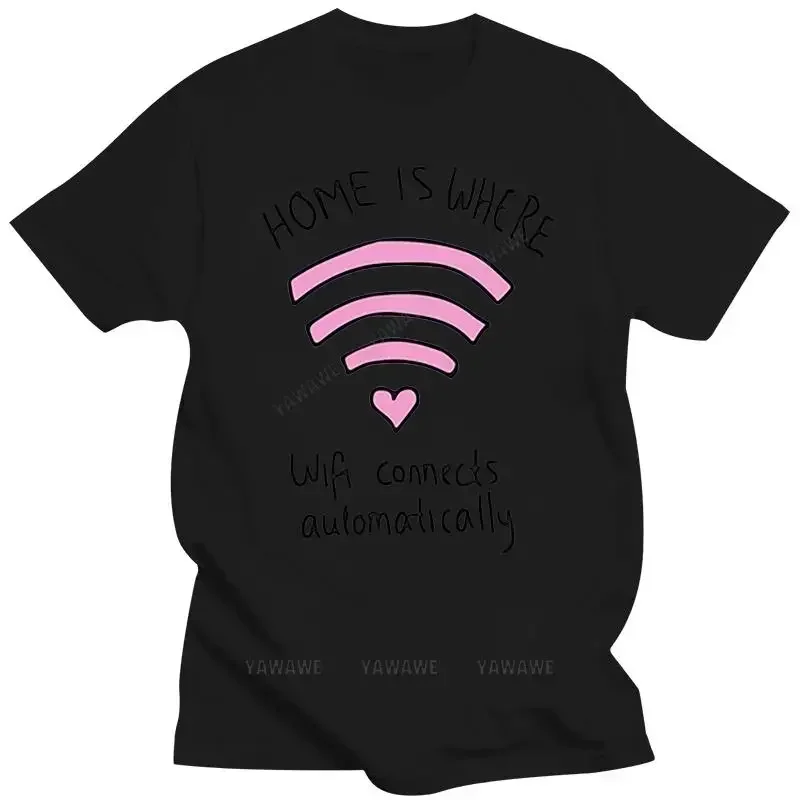 Mens T-Shirt-Logo Wifi Love-Home Is Where Wifi Connects Automatically-Fun Plus Size Tee Shirt MAN TEE-SHIRT TOP