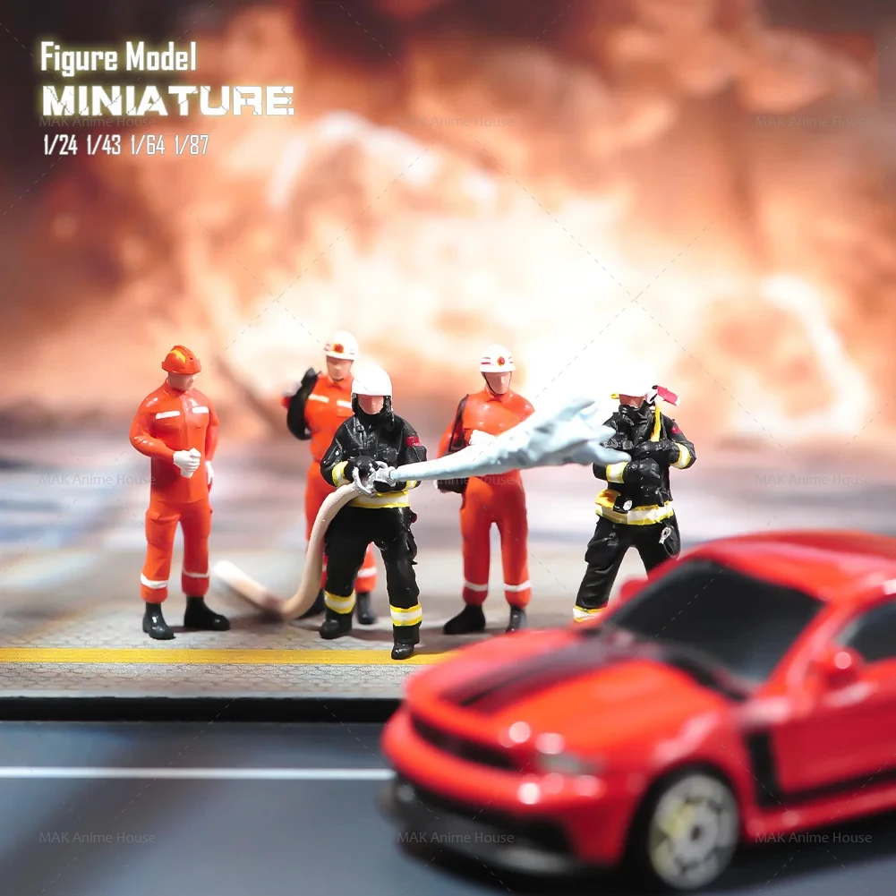 Miniatures 1/87 1/64 1/43 1/24 1/18 Lifeguards Firefighters Spray Water Model Unpainted Creative Photography Scene Dolls Toys