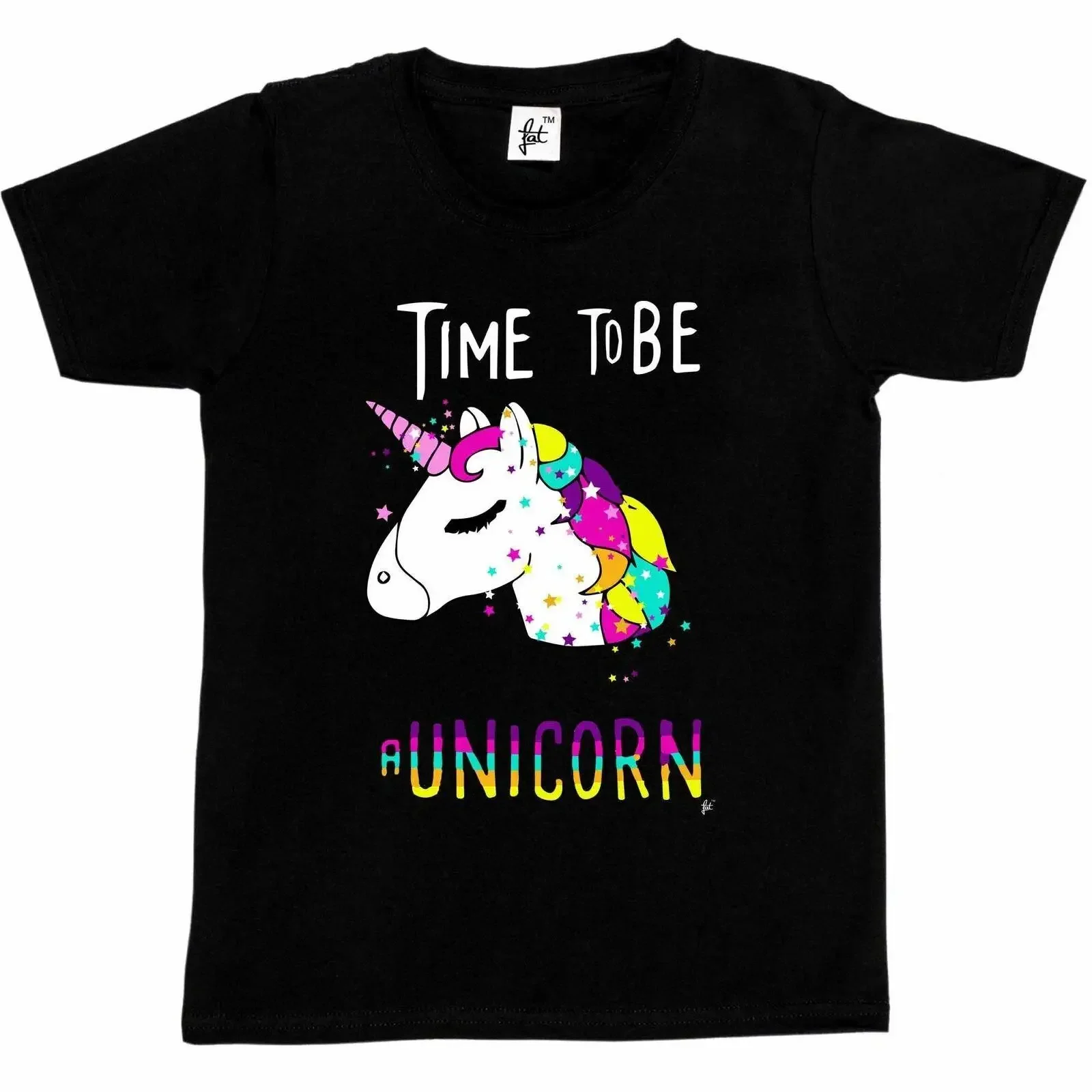 Camiseta Time To Be A Unicorn Magic Stars and Rainbow Mane Kinder para niñas, estilo vintage, lavada, transpirable, a la moda y elegante