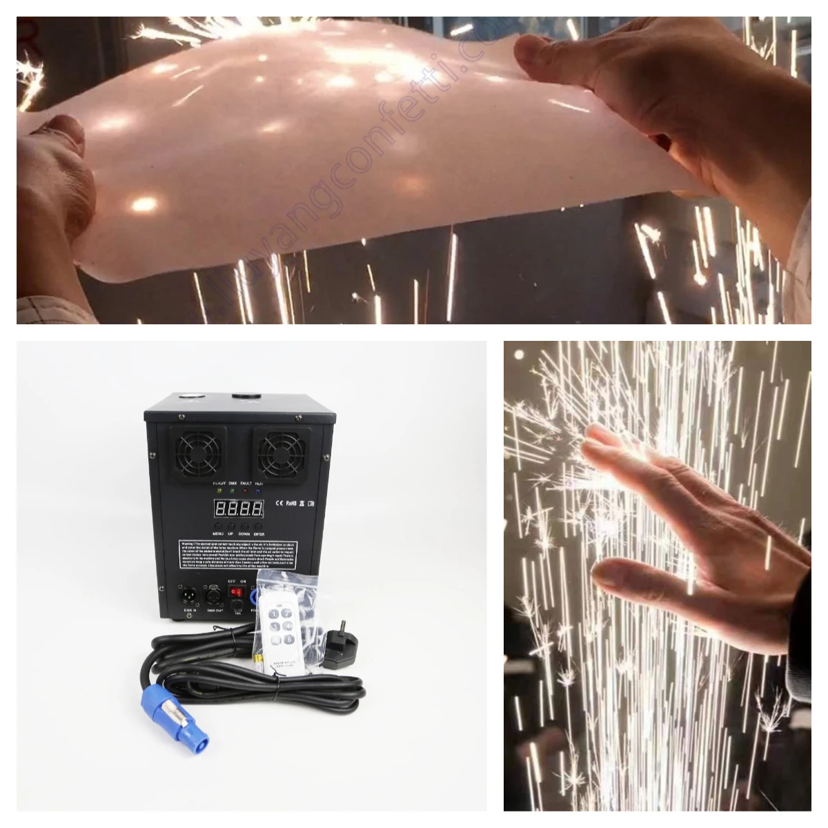 600W 700W Cold Spark Firework Machine Ti Powder DMX 512 Remote Control Fountain Sparkular Machine For Concert Wedding