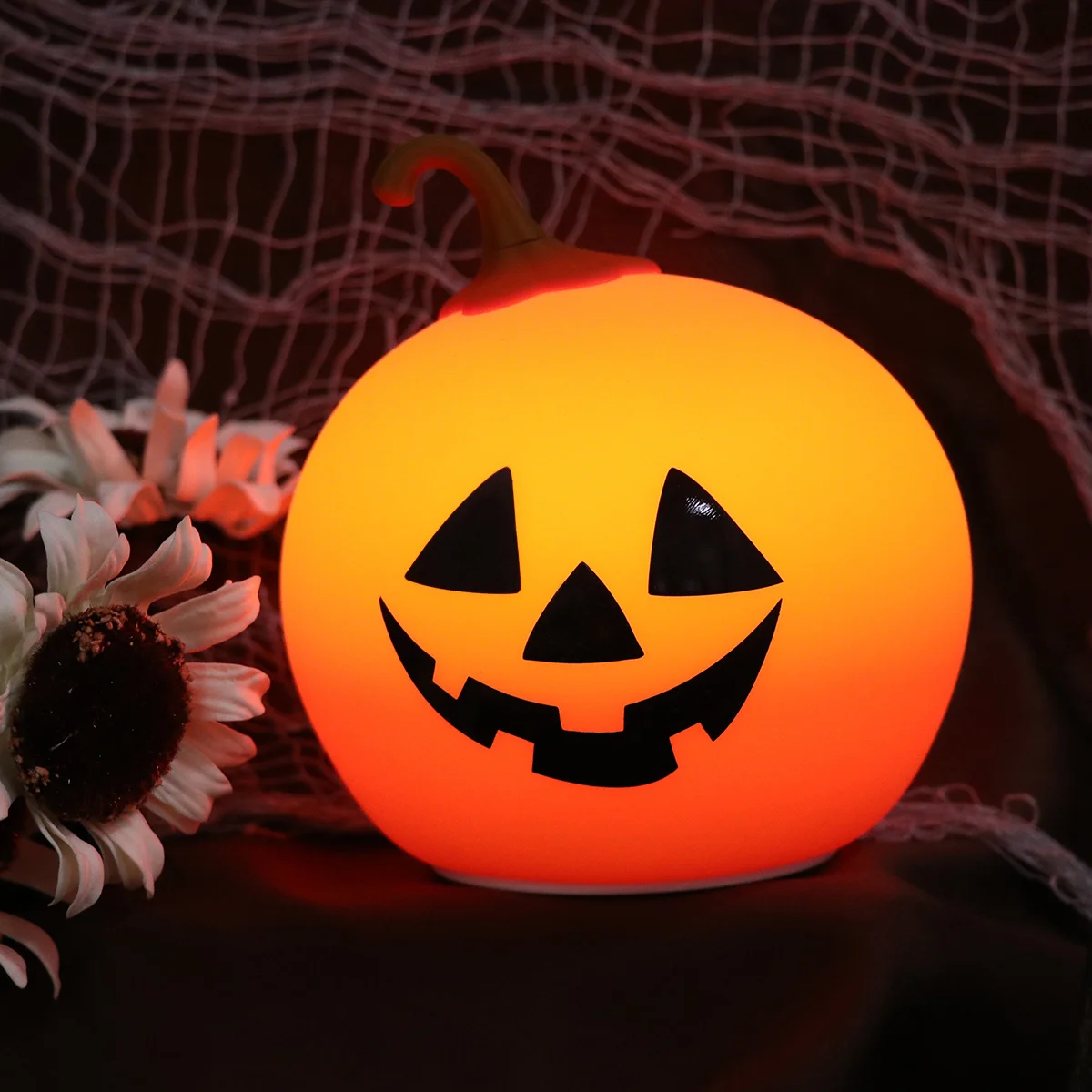 

Touch Pumpkin Lamp Led Night Light Rechargeable Silicone Decorative Small Bedroom Lounge Bar Cafe Halloween Gift B Pattern