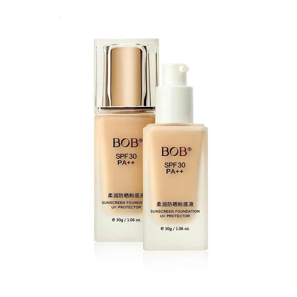 Niet-pluizende lichtgewicht vloeibare foundation 30 ml volume Natuurlijk gezichtscontour Vloeistof Transpiratie Zonnebrandcrème Gezichtsbasiscrème