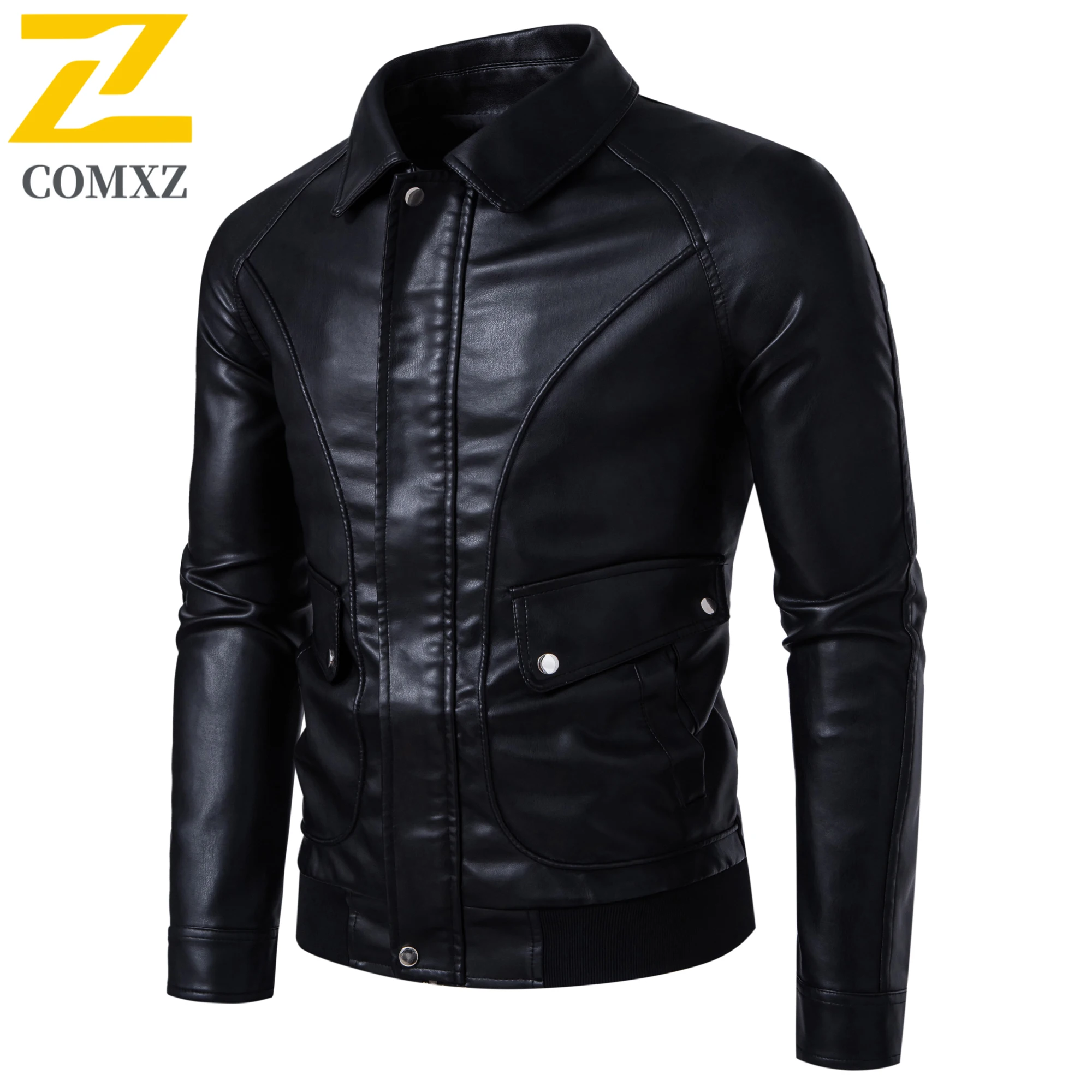 Street Retro Motorcycle Jacket Men's Urban Trendy Solid Color Windproof PU Leather Coat Autumn 2025 New Slim Faux Leather Jacket