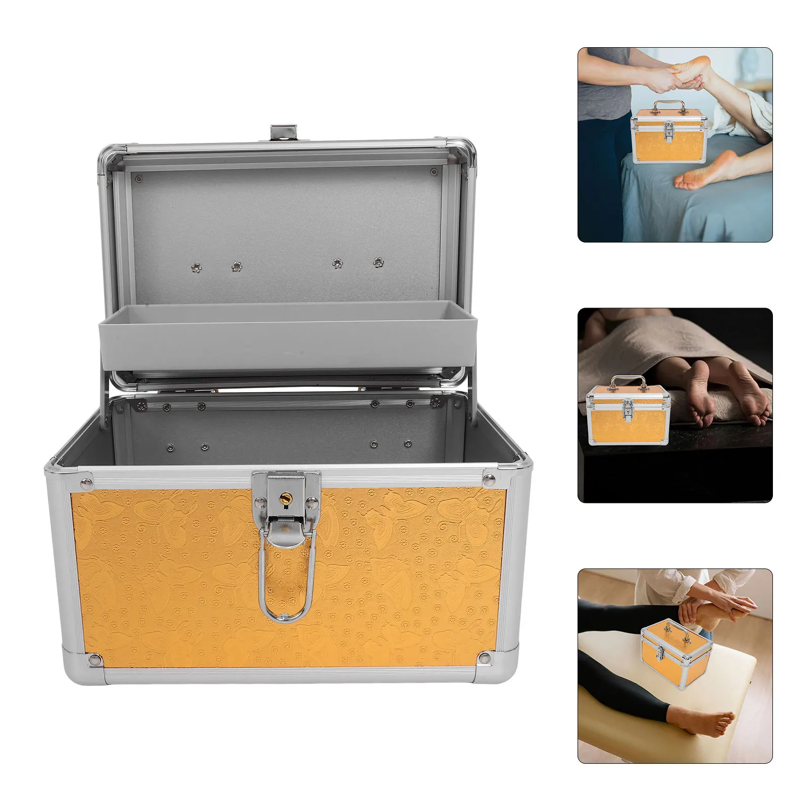 صندوق أدوات معدني صندوق تخزين منظم متعدد الطبقات مع مقبض صندوق أدوات محمول من سبائك الألومنيوم لرحلة ورشة العمل المنزلية في الهواء الطلق #6