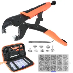 1 Set Metal Snap Fasteners Button Kits Heavy Duty Snap Button Tool with Adjustable Pliers Sewing Accessories for Clothes Leather