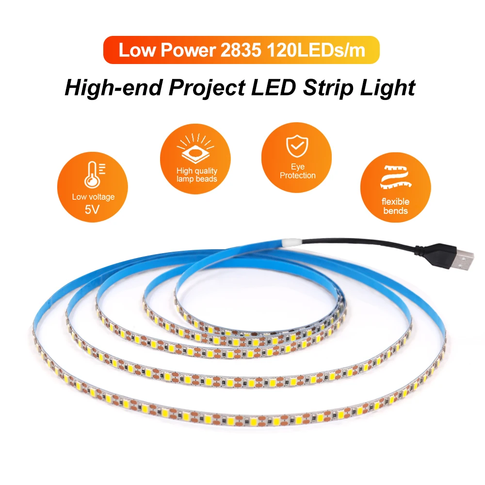 5V USB Led ストリップライト SMD 2835 3 ミリメートル 5 ミリメートル 8 ミリメートル PCB 幅ウォームナチュラルホワイト柔軟な照明リボンテープテレビの背景の部屋の装飾