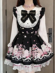 2024 Summer Blue Lolita Clothing Suit Slim Vest + Kawaii Y2k Mini Dress Elegant Short Party Dress Japanese Style Fashion Suit