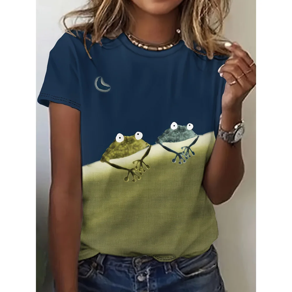 Funny Frog Women's T-Shirts 3d Print T-Shirt Characters Cute Animal Harajuku Casual Short Sleeved Top Oversized Female Clothing