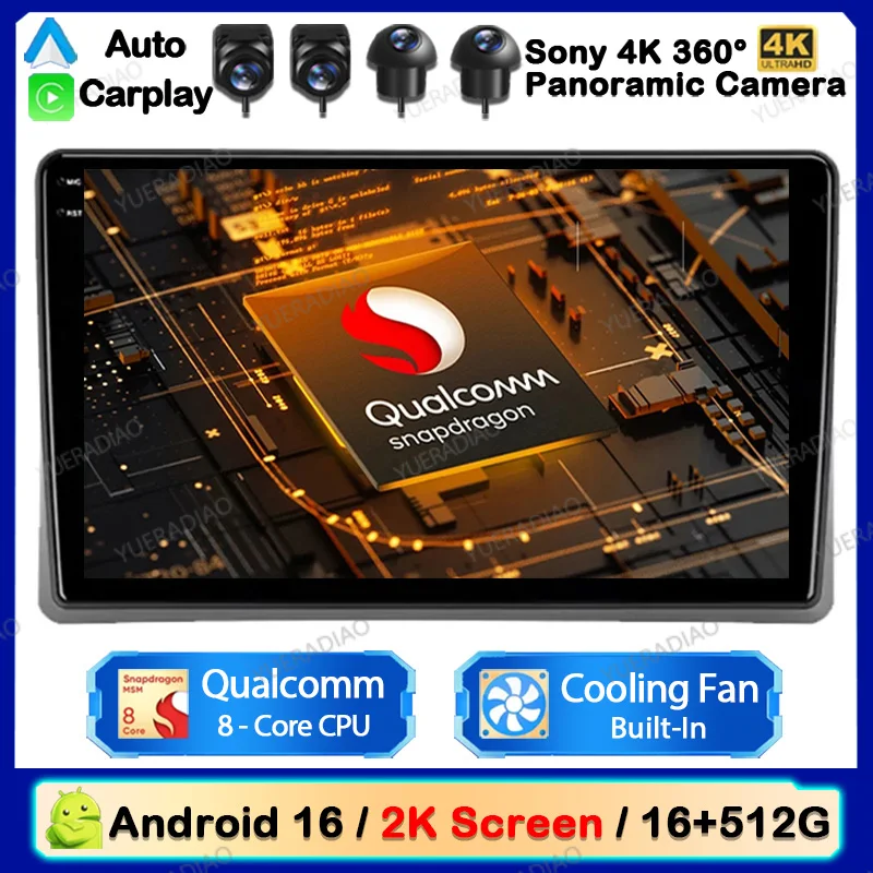 Android 16 Car Radio For Toyota Land Cruiser 10 J100 100 1998 - 2007 GPS NAVI 2DIN Qualcomm Multimedia Stereo Video Player QLED