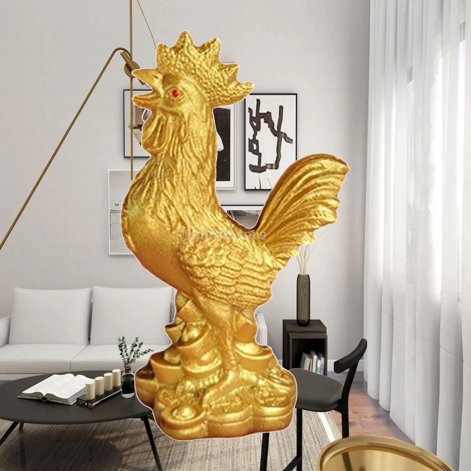 Resin Chicken Sculpture Rooster Figurine Home Decor Decorative Cock Statue for Desk Table Shelf Ornament Easter Halloween New