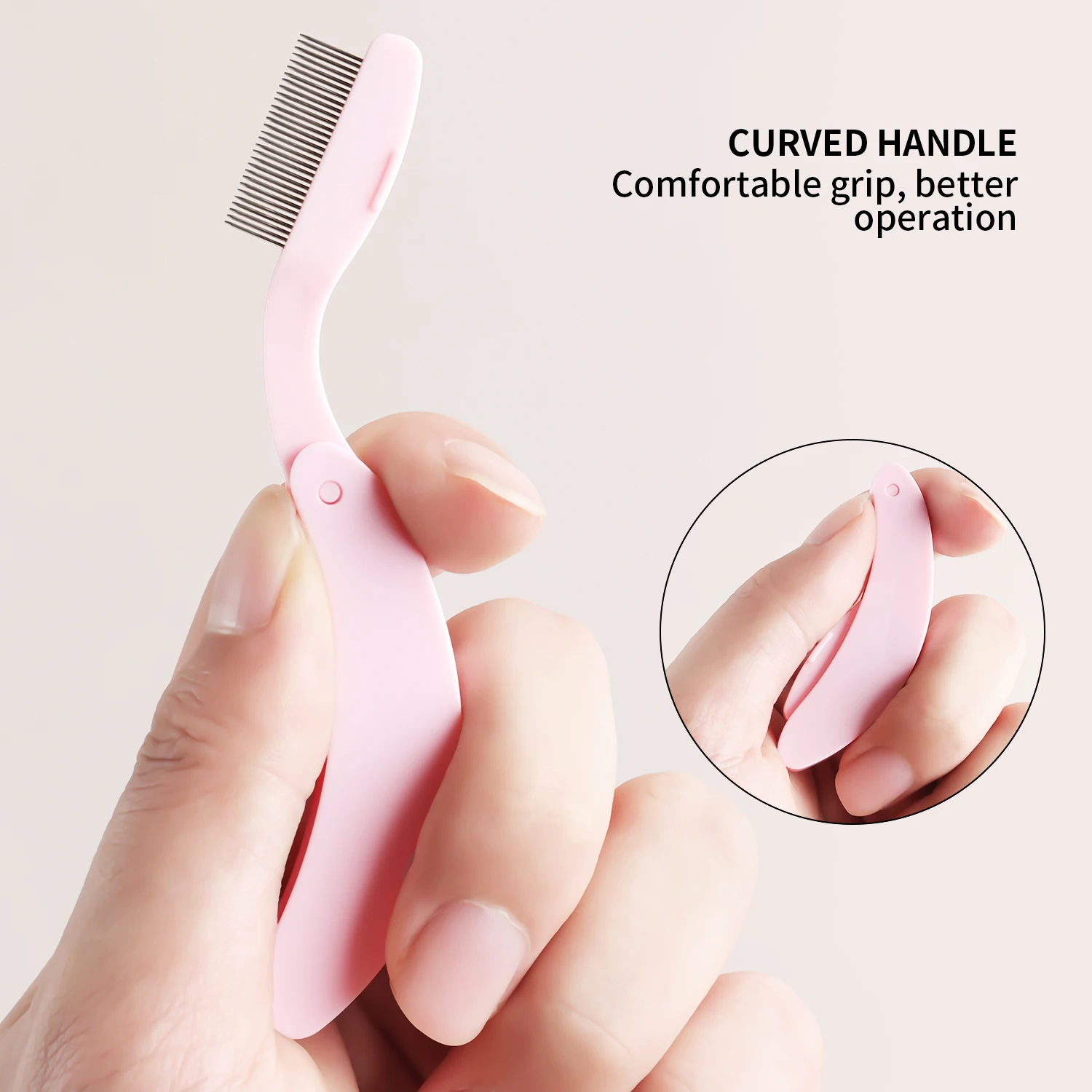 1-حزمة منحني تصميم رمش الجمال للطي فاصل المحمولة رمش فرشاة مشط الرموش الفولاذ المقاوم للصدأ رمش تمشيط أداة #5