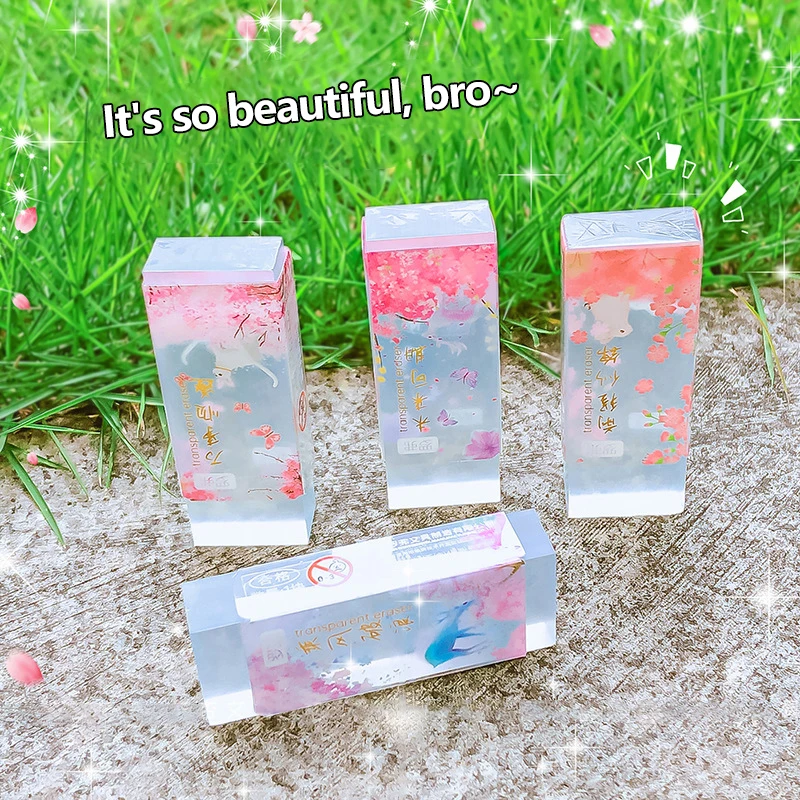 Креативные резиновые прозрачные ластики с милыми цветами, милые канцелярские принадлежности в эстетике, подарок ученицу, школьные принадлежности для детей