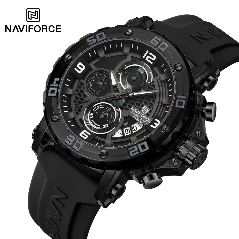 

NAVIFORCE классические мужские часы спортивный силиконовый ремешок многофункциональный хронограф водостойкие мужские наручные часы бизнес-часы 2025