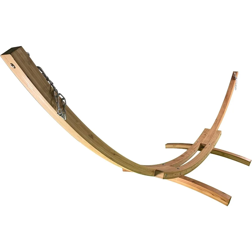 

14 Ft. Wooden Arc Hammock Stand. 450 LB Capacity. Natural Stain Finish