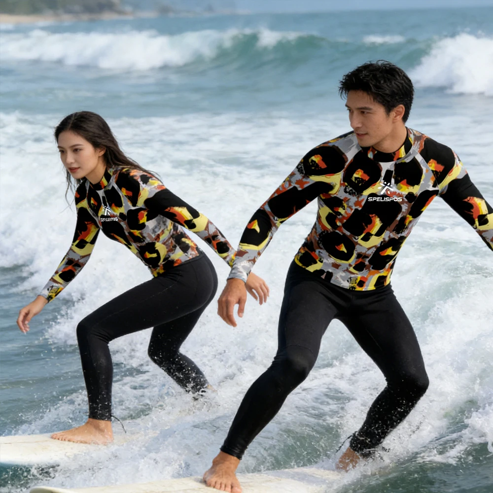 

Men Women Rash Guard Long Sleeve Surfing Shirts Sunscreen Surf Sweatshirt UV Protection Swimwear Quick Dry for Water Sports
