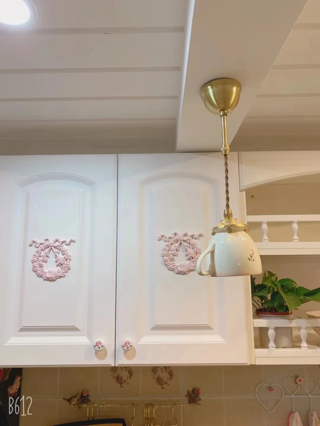 European Pink Home  Door Cabinets Cute Applique Decoration Long Decals Natural Resin bow Decoration