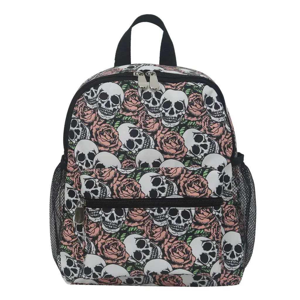 Large Capacity Backpack School Travel Outdoor Skull and Rose Print Fits 14 Inch Laptop 2026