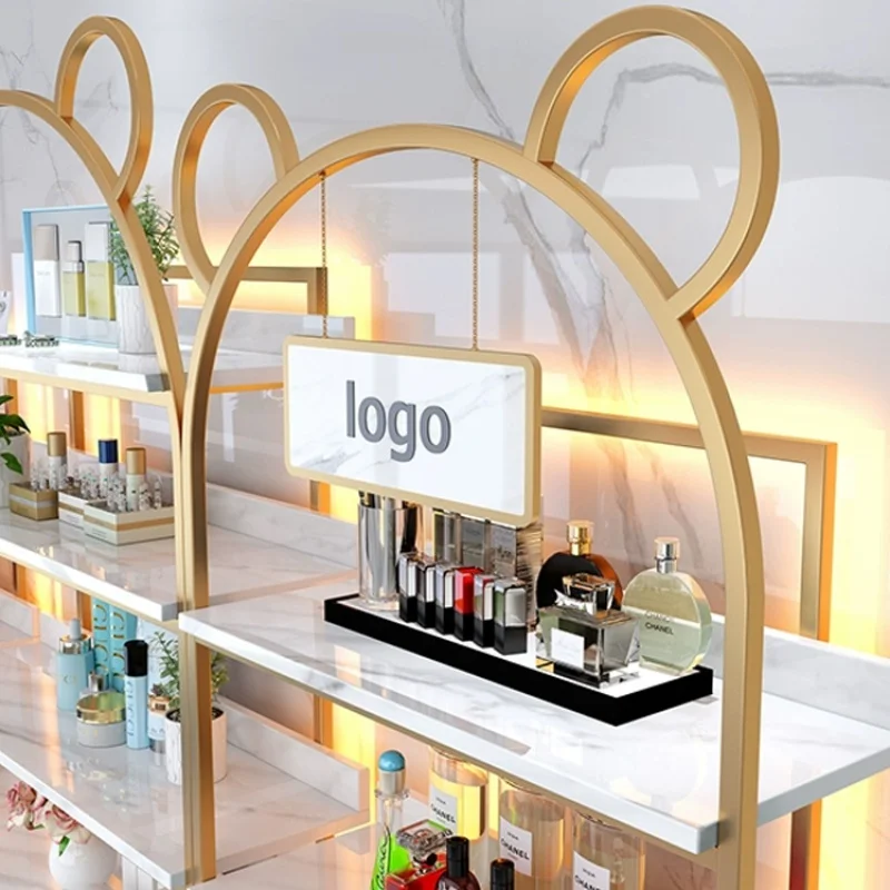 custom，Cosmetics display cabinet with light beauty salon shelf bag rack mother and baby store display rack cosmetic products dis