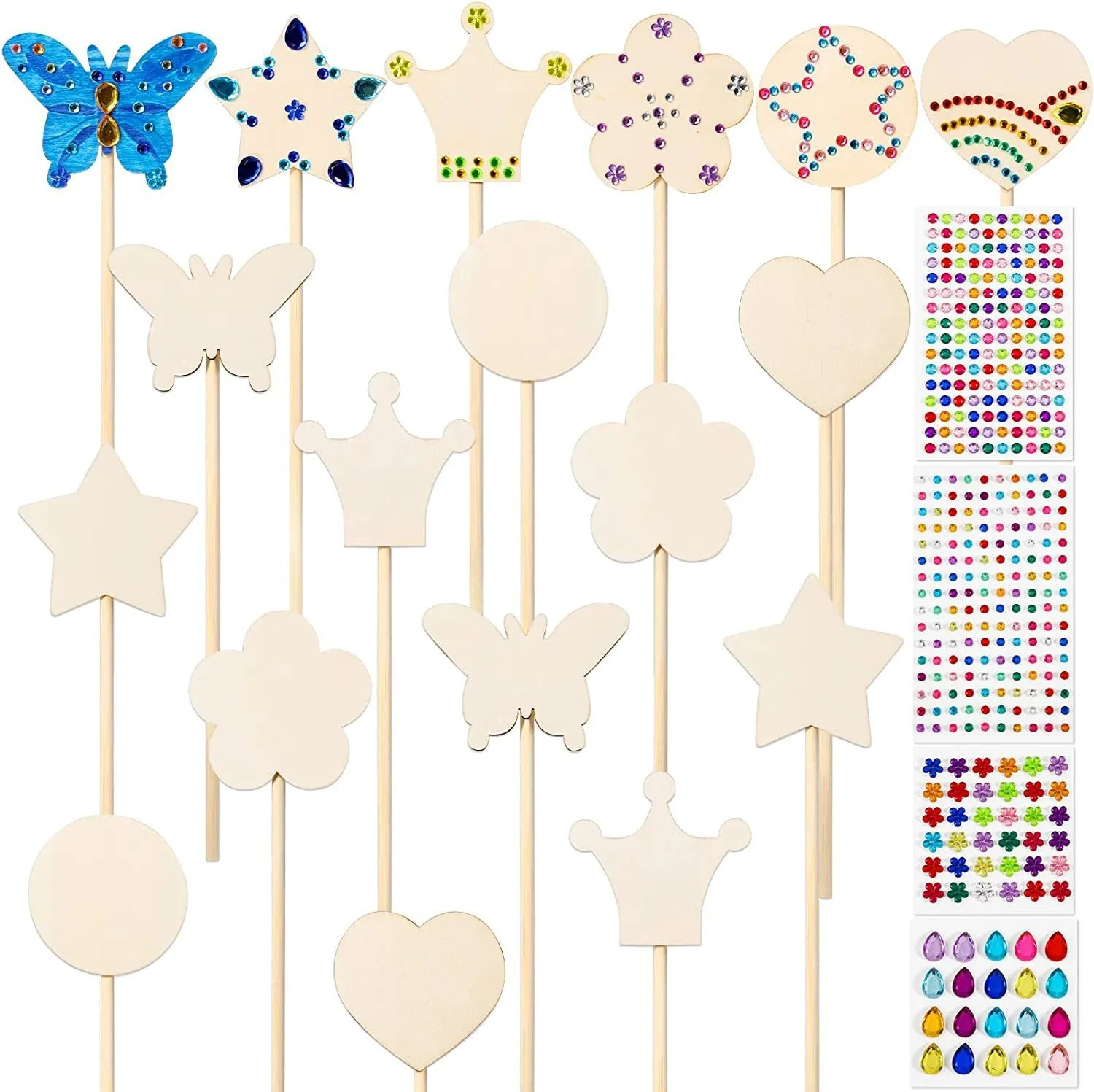 

Children's handmade wood products DIY fairy wand magic wand Christmas princess wand, puzzle hand picture wood chips