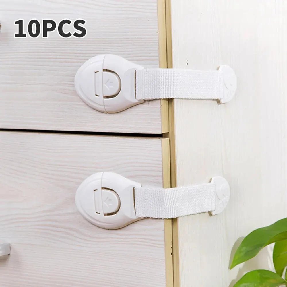 10PCS Baby Anti-Pinch Hand Safety Protection Cloth Lock Drawer Refrigerator Cabinet Door Multi-Functional Ribbon Lock Buckle