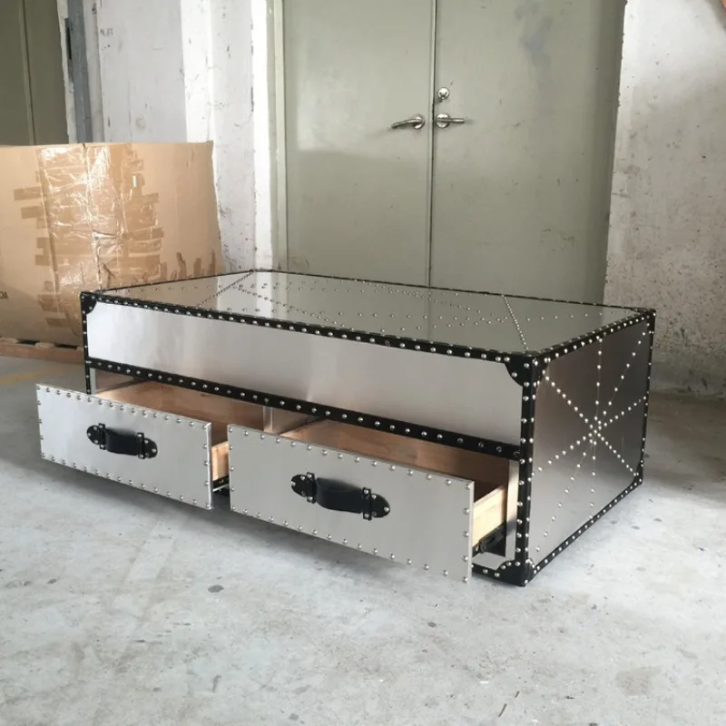

Retro hotel low table industrial style aluminum rectangular coffee table creative retro