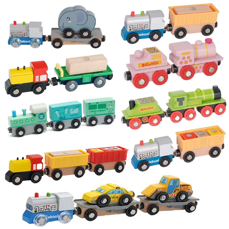 

New Wooden Train Set Inertial Push Train Compatible With All Wooden Train Tracks Wooden Toys For Boys And Girls