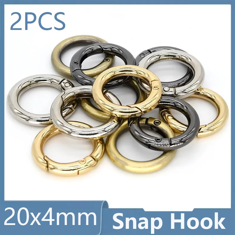 2pcs Metal O Ring Keyring Spring Buckles DIY Jewelry Openable Round Carabiner Keychain Clasp Bag Clips Snap Hook