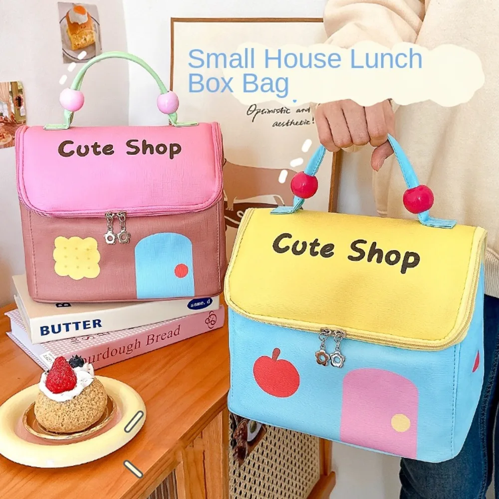 Waterproof Small House Insulation Bag Cartoon Large Capacity Hand-held Lunch Bag Zipper Oxford Portable Lunch Box Student