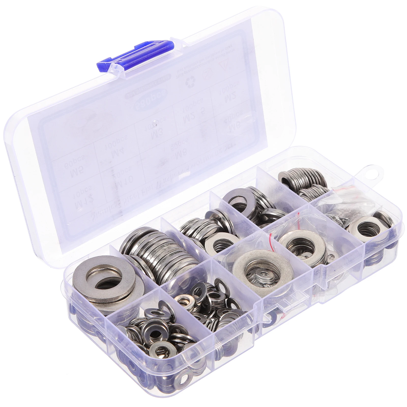 

1Set 1/4 Washer Assortment Stainless Steel Flat Spring Lock Washers Kit For Bolts Screws Repair Machinery Anti-Loosening Metal