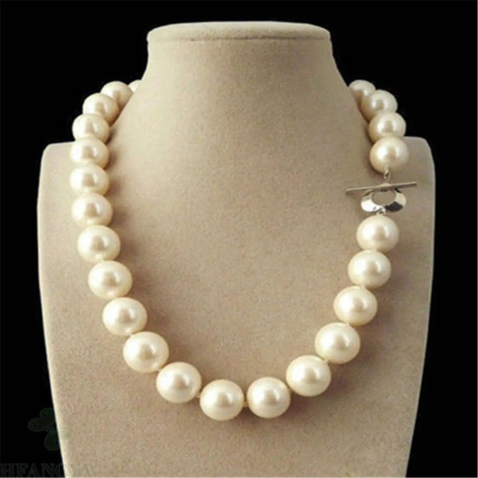 Hand knotted classic wedding necklace 14mm white shell pearl fashion jewelry 18inch