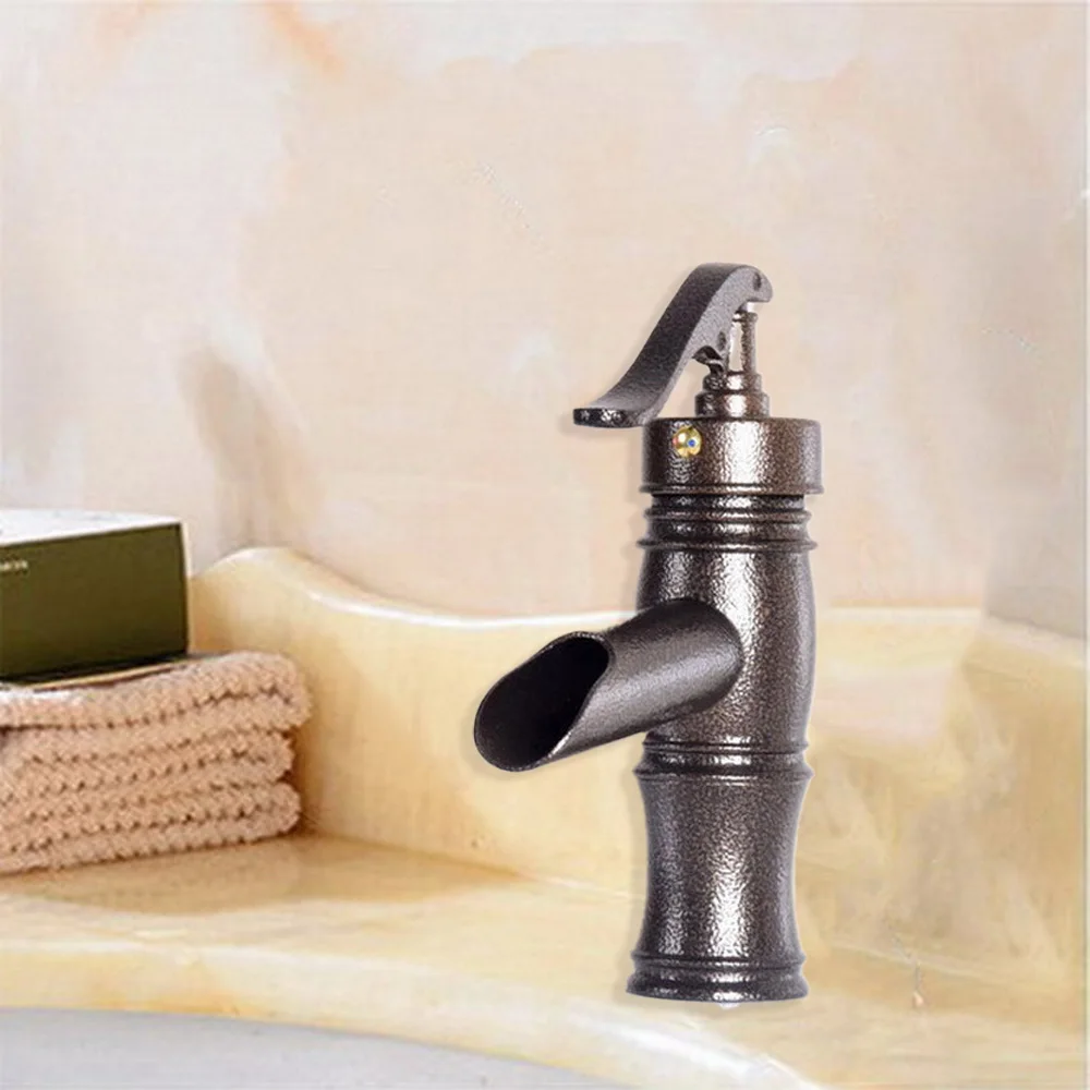 

NEW "Water Pump Look" Style Vintage Bronze Single Handle Bathroom Faucet Vessel Sink Basin Mixer Tap Nnf242
