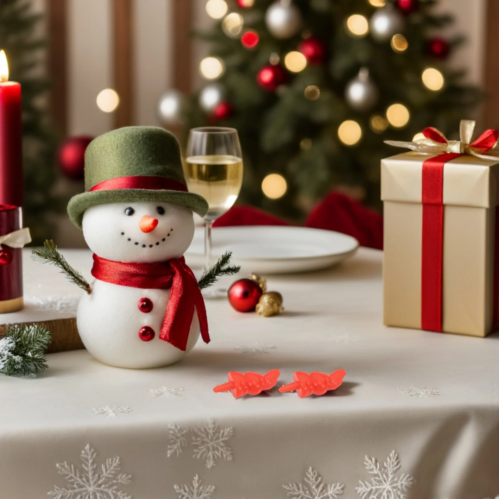 

80Pcs Christmas Snowman Orange-Red Mini Plastic Carrot Nose Holiday DIY Crafts Christmas Decoration Winter Party Ornament