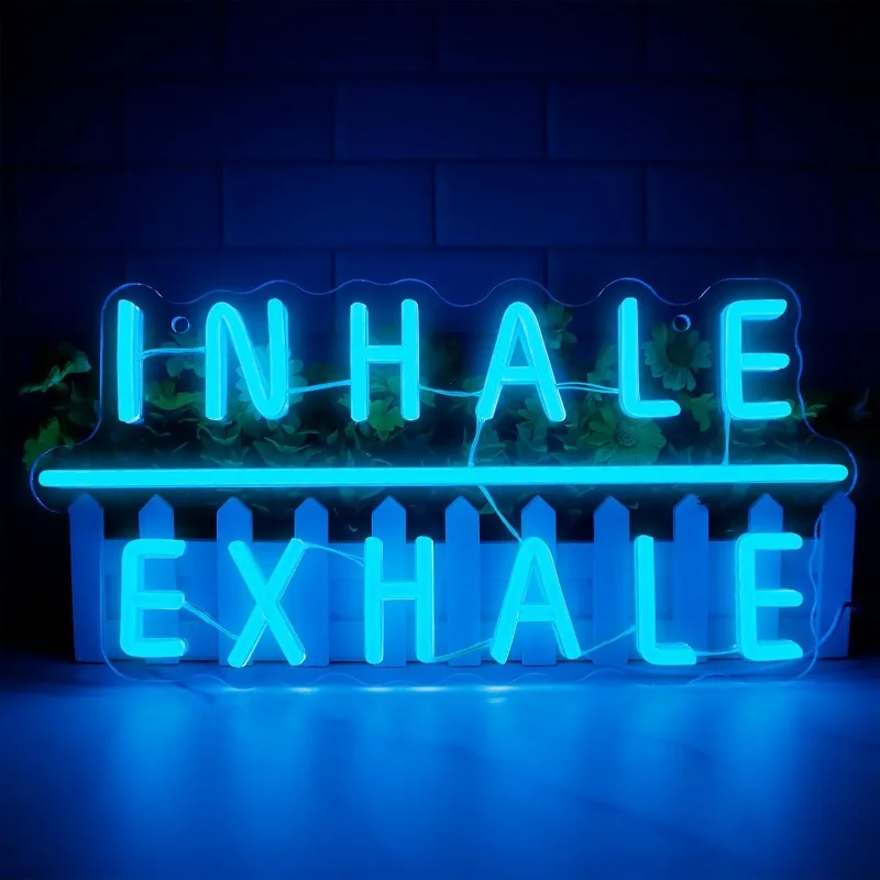 XM Inhale Exhale LED Neon for Wall Decoration,USB Neon for Pilates Art, Pilates Spa Yoga Studio Bedroom Gym Wall Decoration