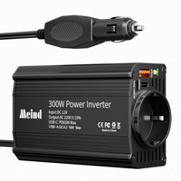 Meind 300W Car Power Inverter with EU Socket DC12V to AC220V Car Charger with Dual USB ports PD65W + QC3.0