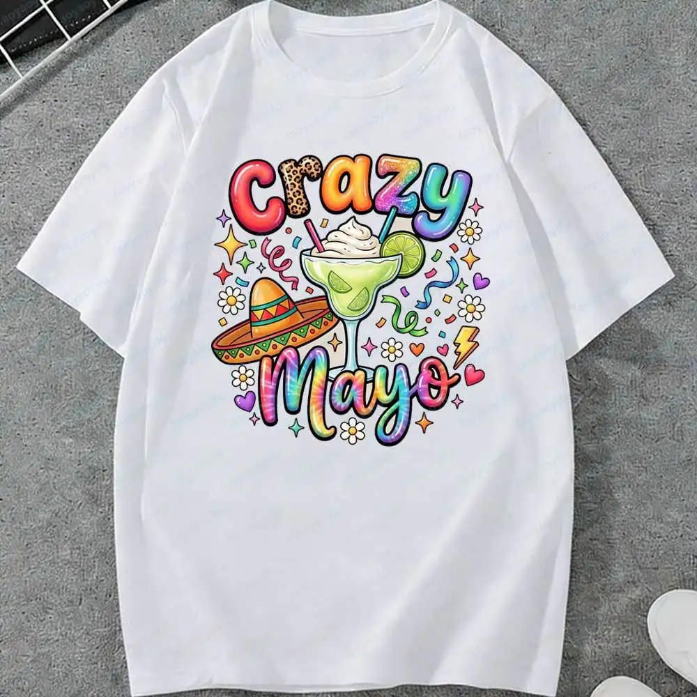 Crazy Mayo Cinco De Mayo Graphic T-Shirt Mexican Fiesta Margarita & Sombrero Print Casual Short Sleeve Tee for Men Women T Shirt